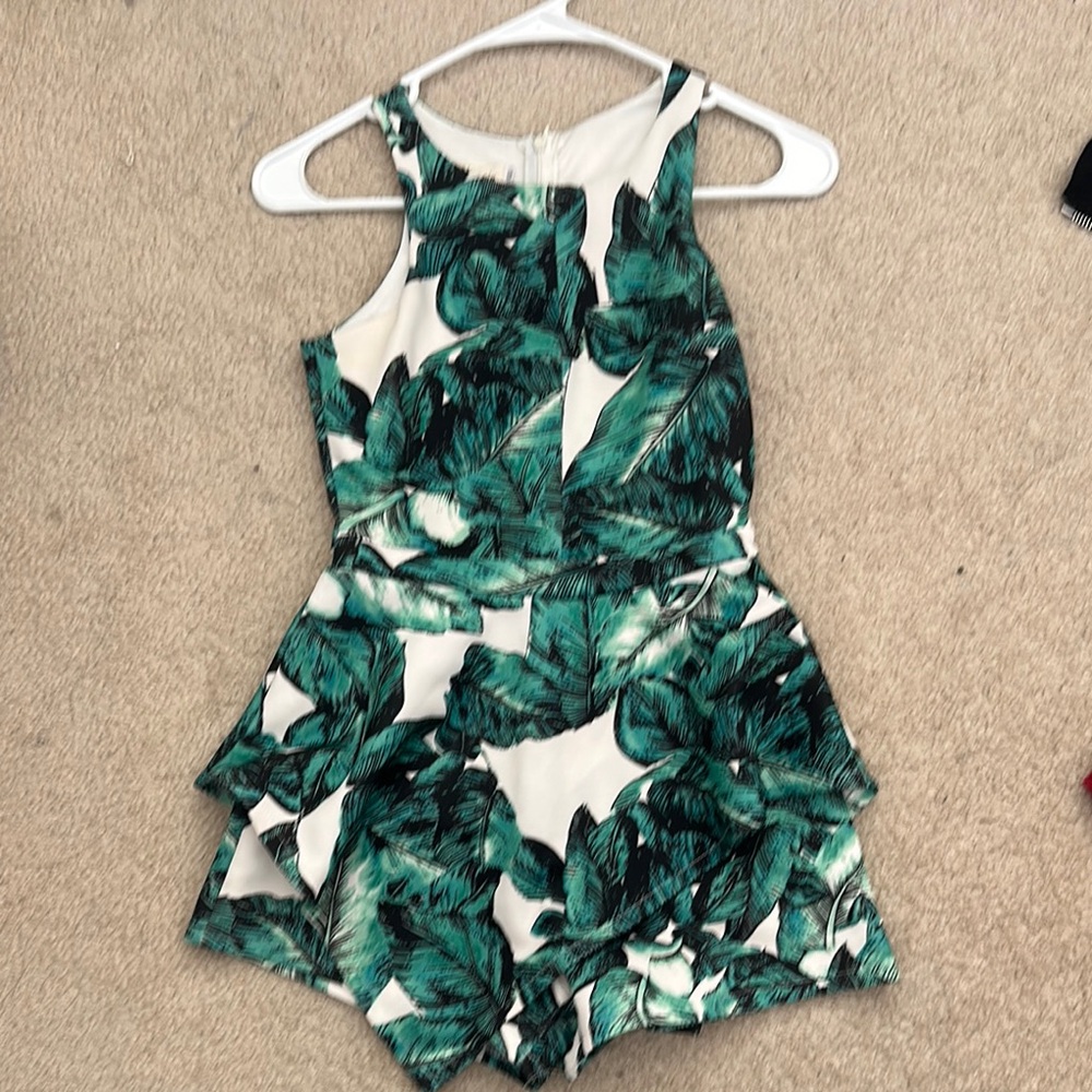 Tropical Leaf Print Romper